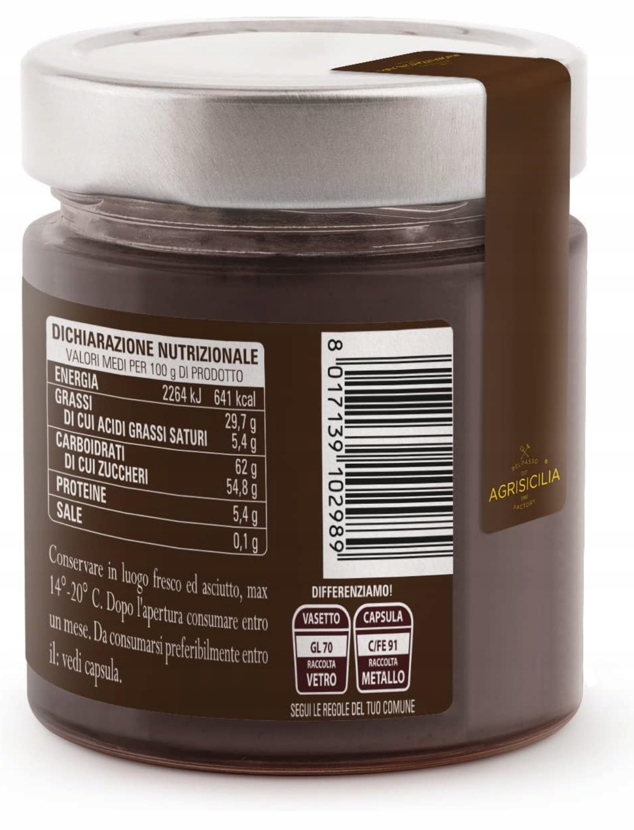 Krem czekoladowo orzechowy 200g AGRISICILIA Sycylia nocciola czekolada - obrazek 3