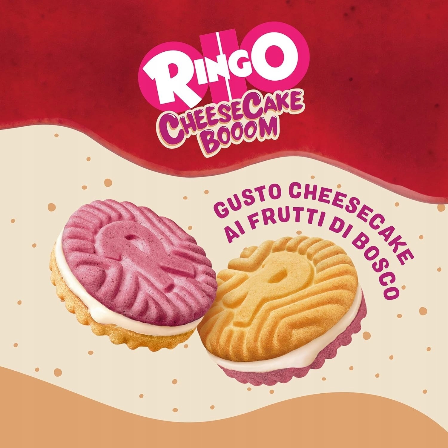 Ciastka kruche Ringo z kremem cheescake z owocami leśnymi Pavesi 165g - obrazek 2