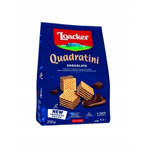 Wafelki z kremem czekoladowym Loacker Quadratini Chocolate 250g Maxi Op