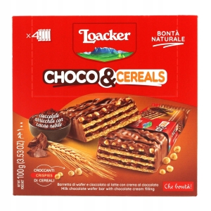 Wafelki czekoladowe z nadzieniem czekoladowym i płatkami Loacker 4x25g