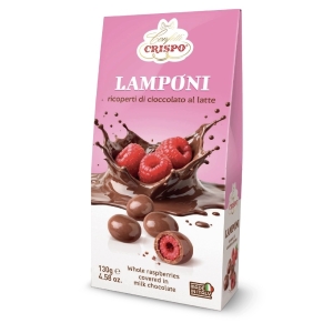 Maliny w czekoladzie mlecznej Crispo Lamponi 130 g